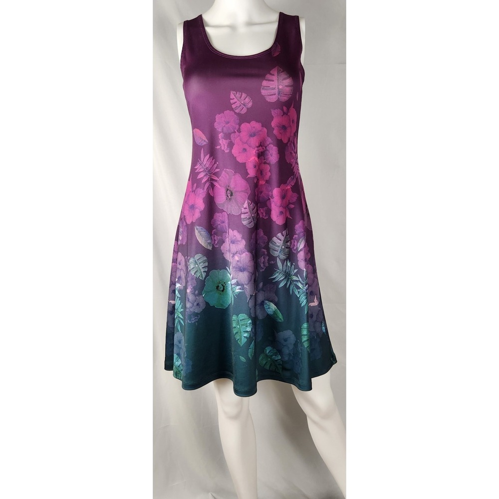 Cow Cow Ombré Floral Indie/Y2K/Tropical/Coconutgirl Skater Dress M